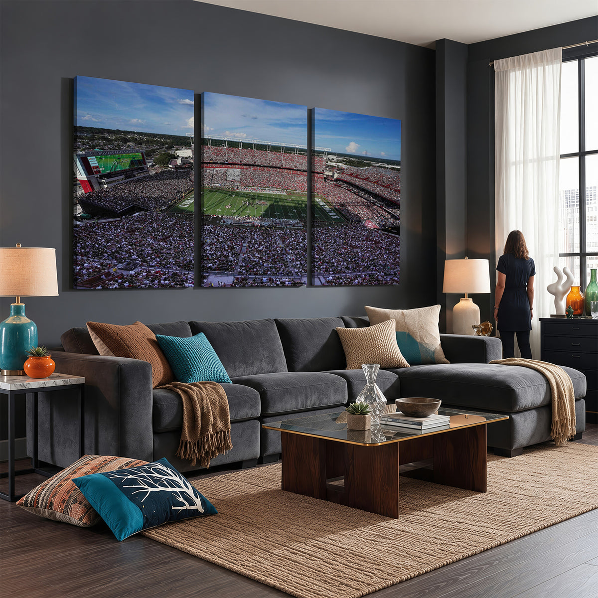 83382-MGV-CV-36X24 - South Carolina Gamecocks Football Team Print, Columbia Williams-Brice Stadium Wall Art