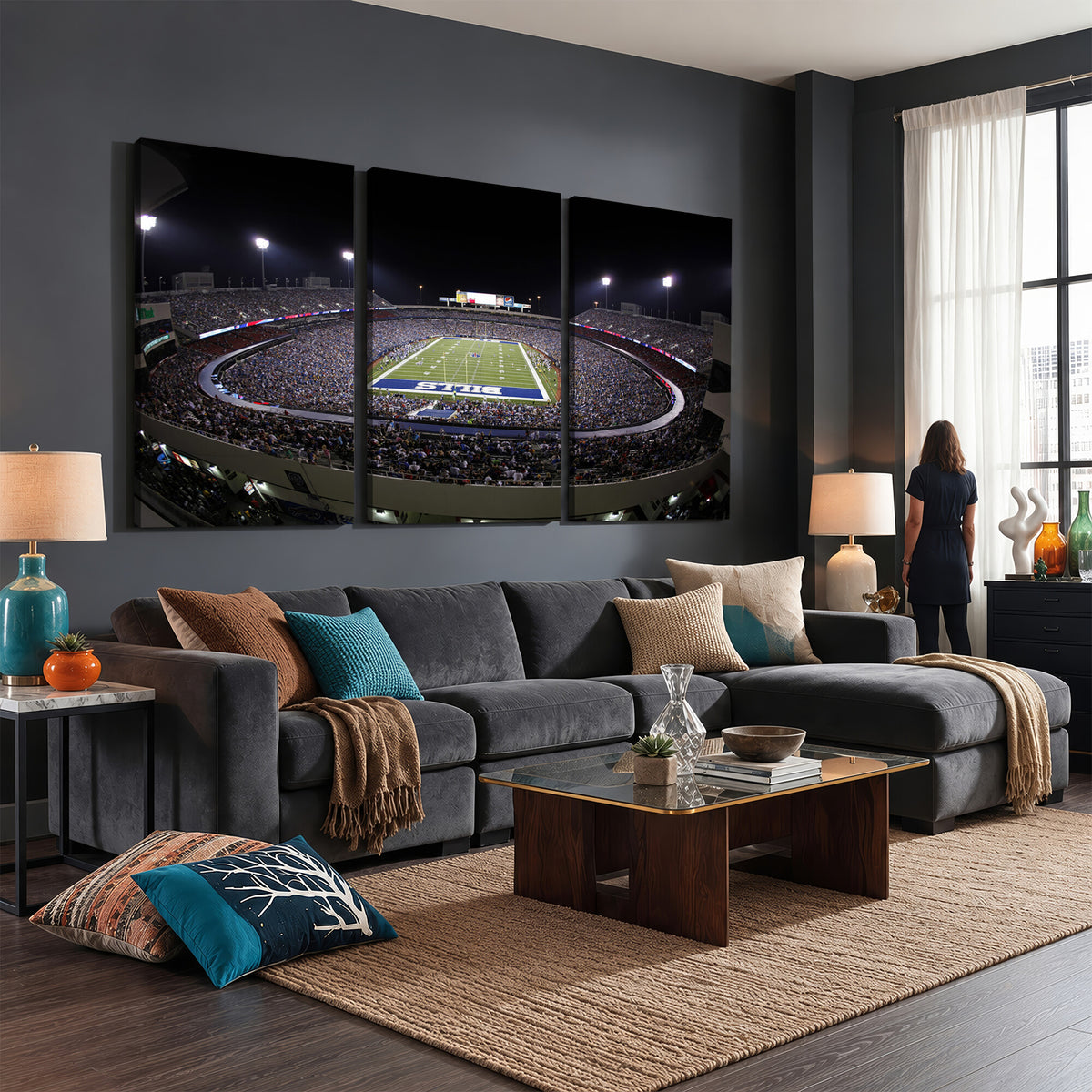 98546-MGV-CV-36X24 - Buffalo Bills NFL Football Team Print, Buffalo Highmark Stadium Wall Art