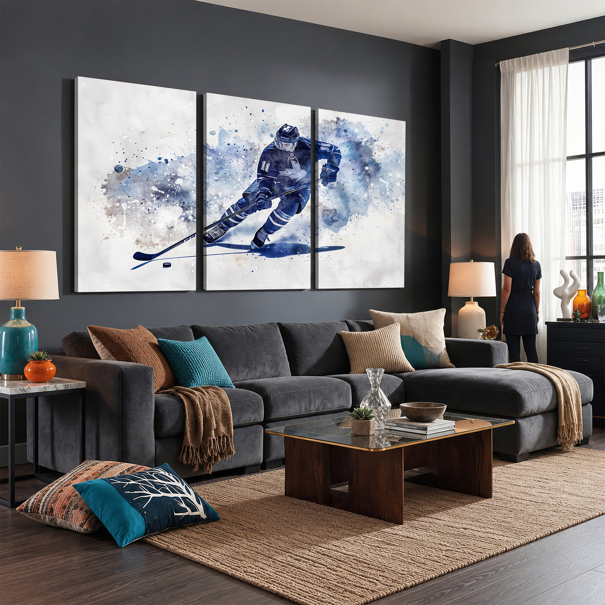 39795-MGV-CV-36X24 - Hockey Player Wall Art Canvas Print