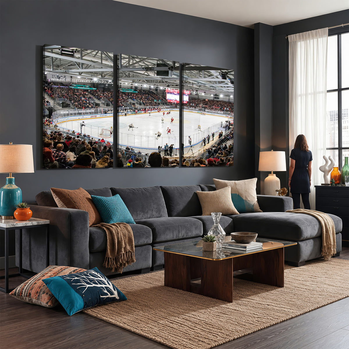 79352-MGV-CV-36X24 - Lausanne Arena Ice Hockey Stadium Wall Art Canvas Print