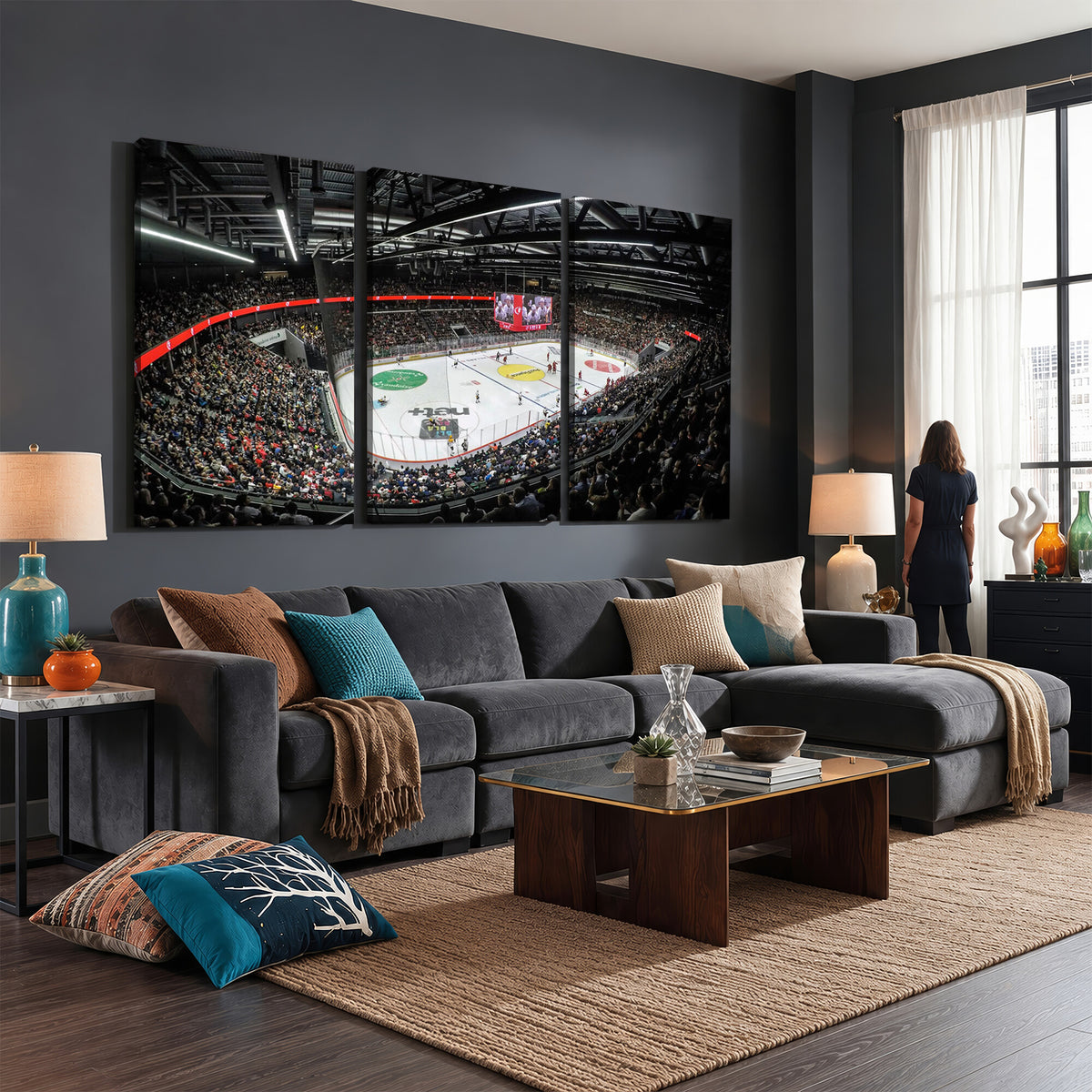 46282-MGV-CV-36X24 - Vaudoise Lausanne Ice Hockey Arena Stadium Wall Art Canvas