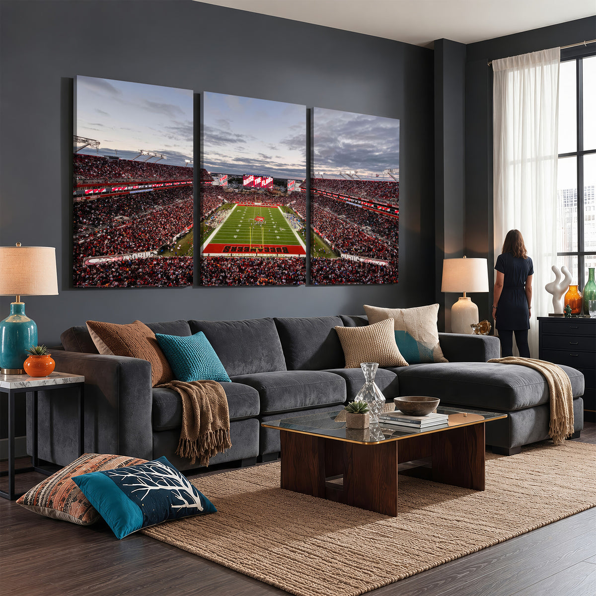 35698-MGV-CV-36X24 - Florida Tampa Raymond James Stadium Wall Art Canvas Print - NFL Football Stadium Print Canvas