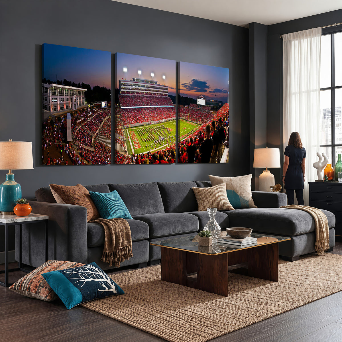 87655-MGV-CV-36X24 - NC State Wolfpack Football Team Print - Raleigh Carter-Finley Stadium Wall Art Canvas Print