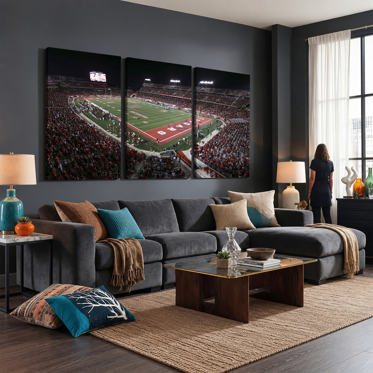 94207-MGV-CV-36X24 - Houston Cougars Football Team Print - Houston TDECU Stadium Wall Art Canvas Print