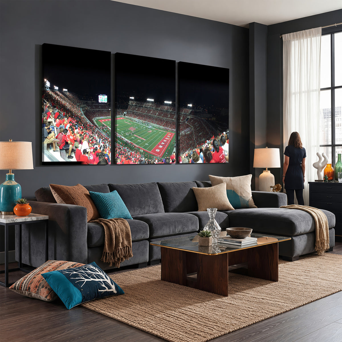 67036-MGV-CV-36X24 - Houston Cougars Football Team Print - Houston TDECU Stadium Wall Art Canvas Print