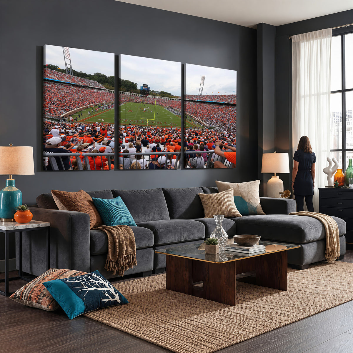 63606-MGV-CV-36X24 - Virginia Cavaliers Football Team Print, Charlottesville, Extra Large Game Room Wall Decor