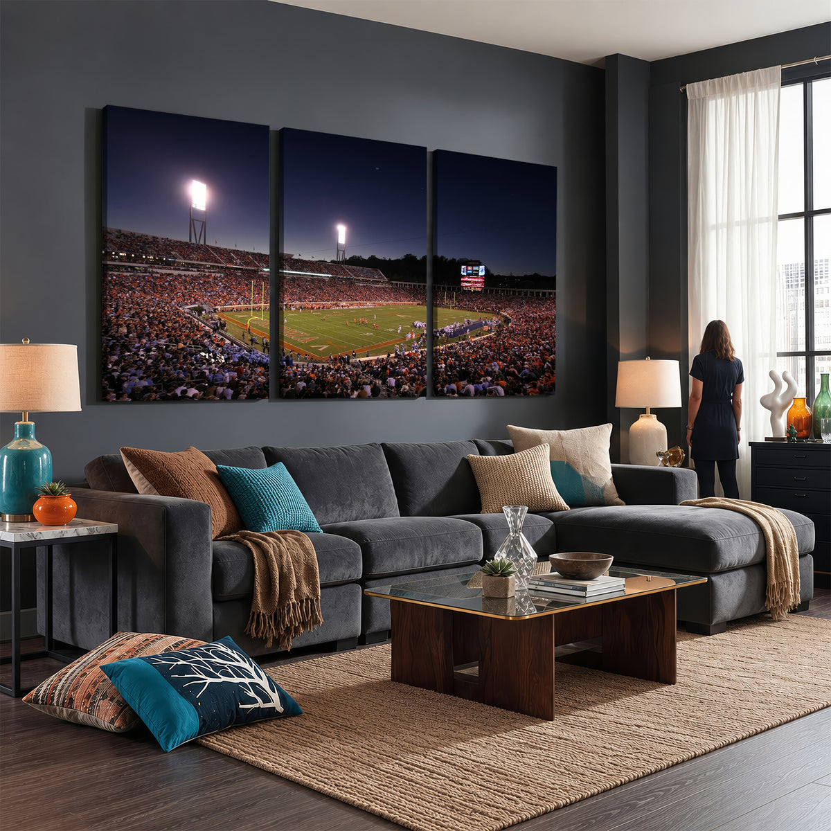 69378-MGV-CV-36X24 - Virginia Cavaliers Football Team Print - Charlottesville Scott Stadium Canvas Print Wall Art