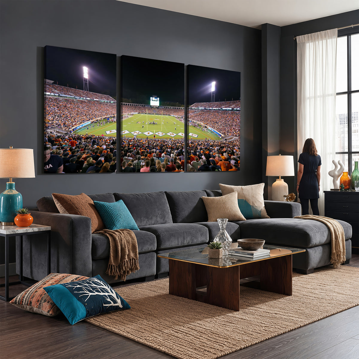98441-MGV-CV-36X24 - Virginia Cavaliers Football Team Print - Charlottesville Scott Stadium Wall Art Canvas Print