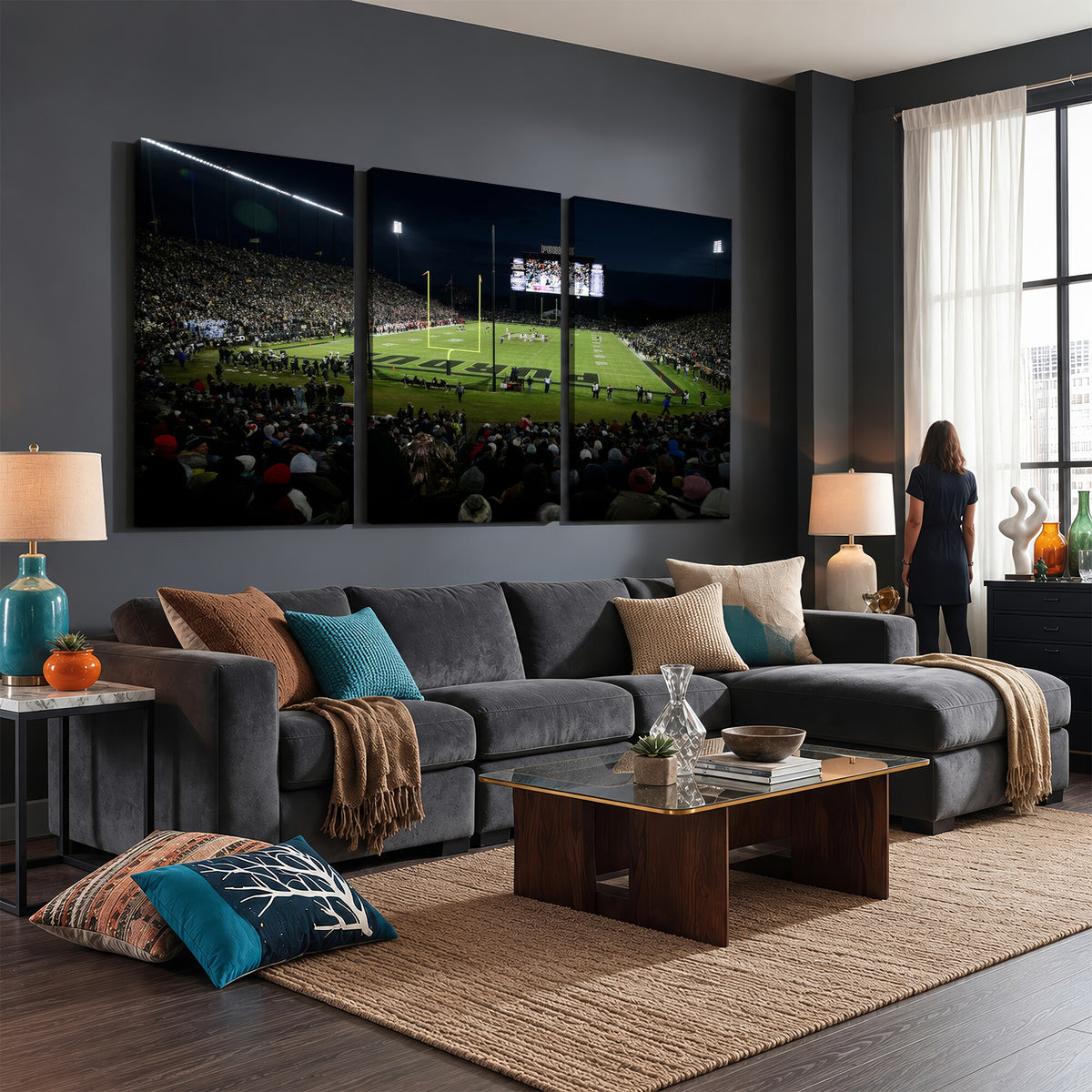 60140-MGV-CV-36X24 - Purdue Boilermakers Football Team Print - West Lafayette Ross–Ade Stadium Wall Art Canvas Print