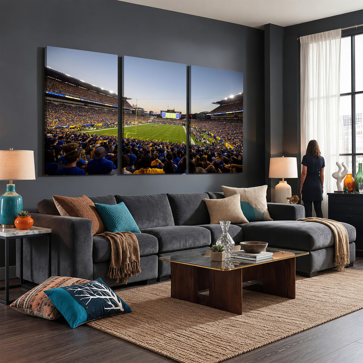 41853-MGV-CV-36X24 - Pittsburgh Panthers Football Team Print - Pittsburgh Acrisure Stadium Wall Art Canvas Print