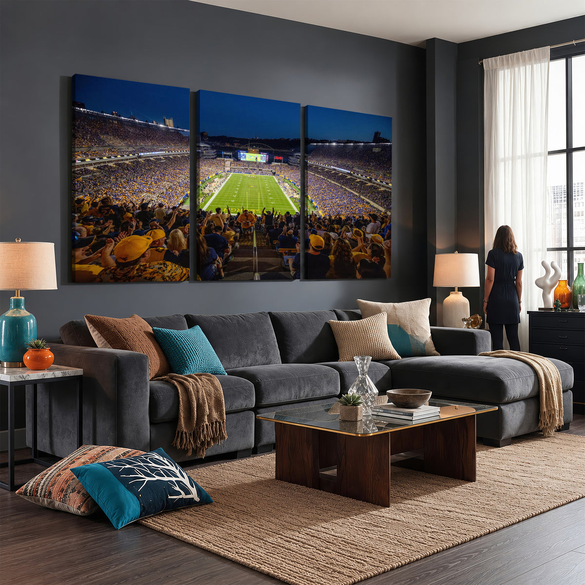 62297-MGV-CV-36X24 - Pittsburgh Panthers Football Team Print - Pittsburgh Acrisure Stadium Wall Art Canvas Print