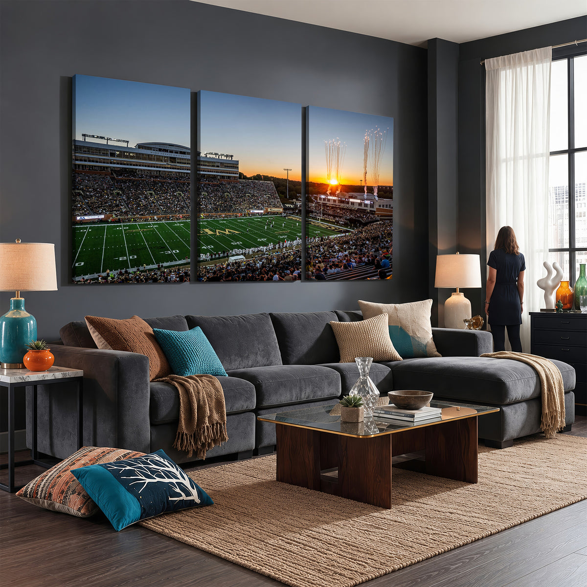 29253-MGV-CV-36X24 - Demon Deacons Football Team Print Canvas- Winston-Salem Allegacy Federal Credit Union Stadium Wall