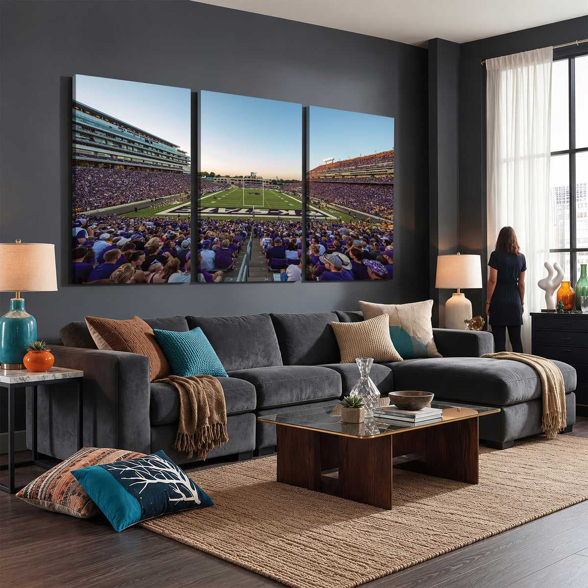 82792-MGV-CV-36X24 - Kansas State University Wildcats Football Team Print - Manhattan Bill Snyder Family Football Stadium