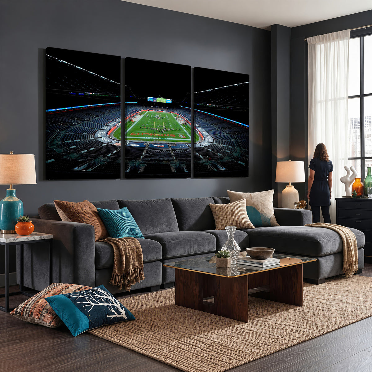 14797-MGV-CV-36X24 - Denver Broncos Football Team Print Canvas- Denver Empower Field at Mile High Stadium Wall Art Canvas