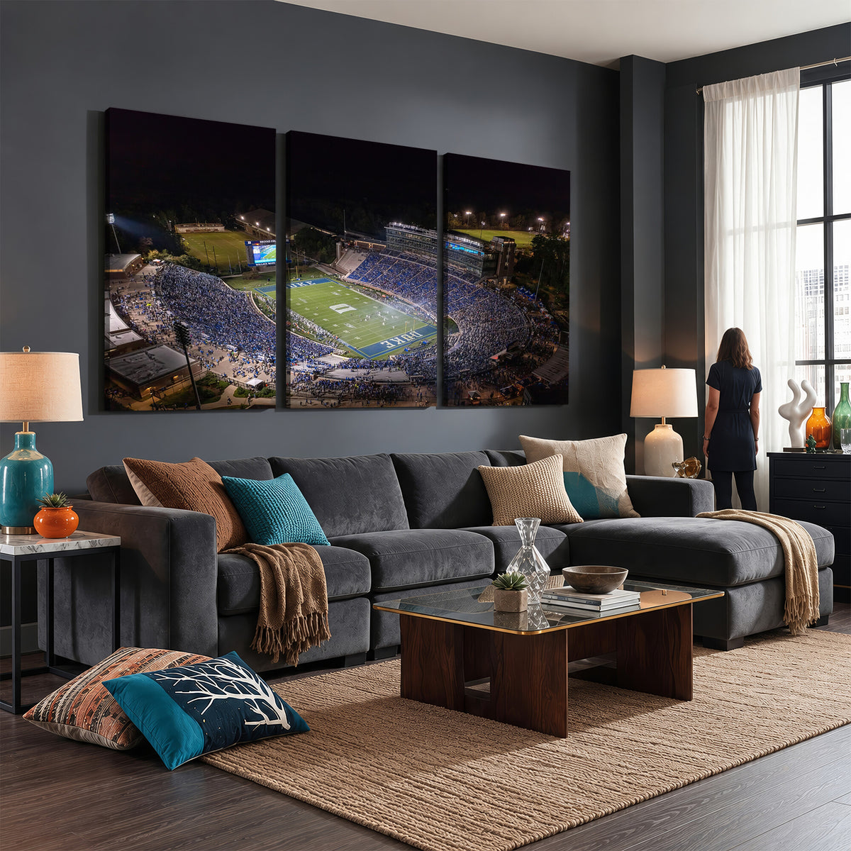 42347-MGV-CV-36X24 - Duke University Blue Devils Football Print Canvas - Durham Wallace Wade Stadium Wall Art Canvas