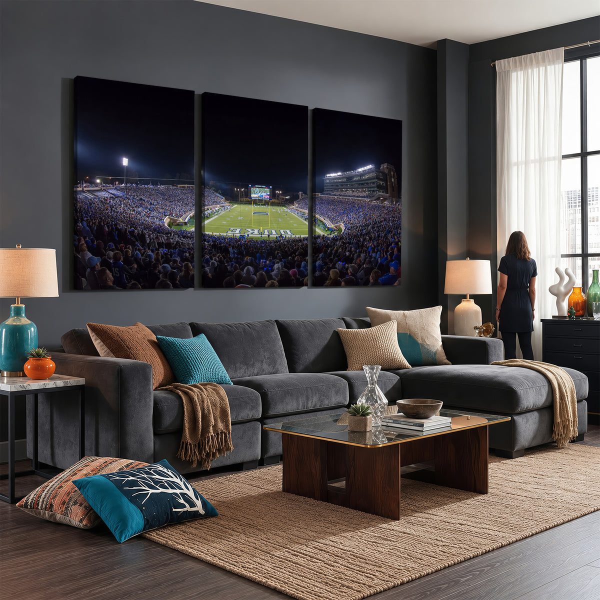 21070-MGV-CV-36X24 - Duke University Blue Devils Football Team Print - Durham Wallace Wade Stadium Wall Art Canvas Print