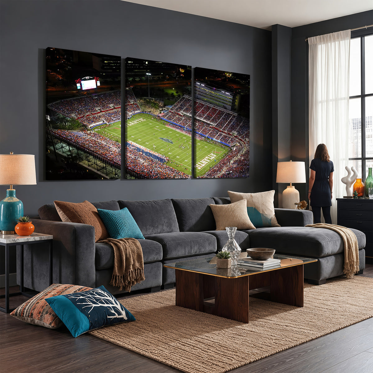 12682-MGV-CV-36X24 - Florida Atlantic University Owls Canvas Print, Football Team Print - Boca Raton FAU Stadium Wall Art