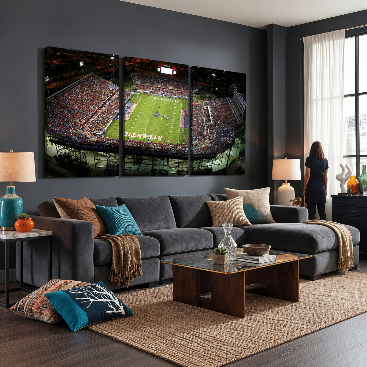72354-MGV-CV-36X24 - Florida Atlantic University Owls Football Team Print - Boca Raton FAU Stadium Wall Art Canvas Print