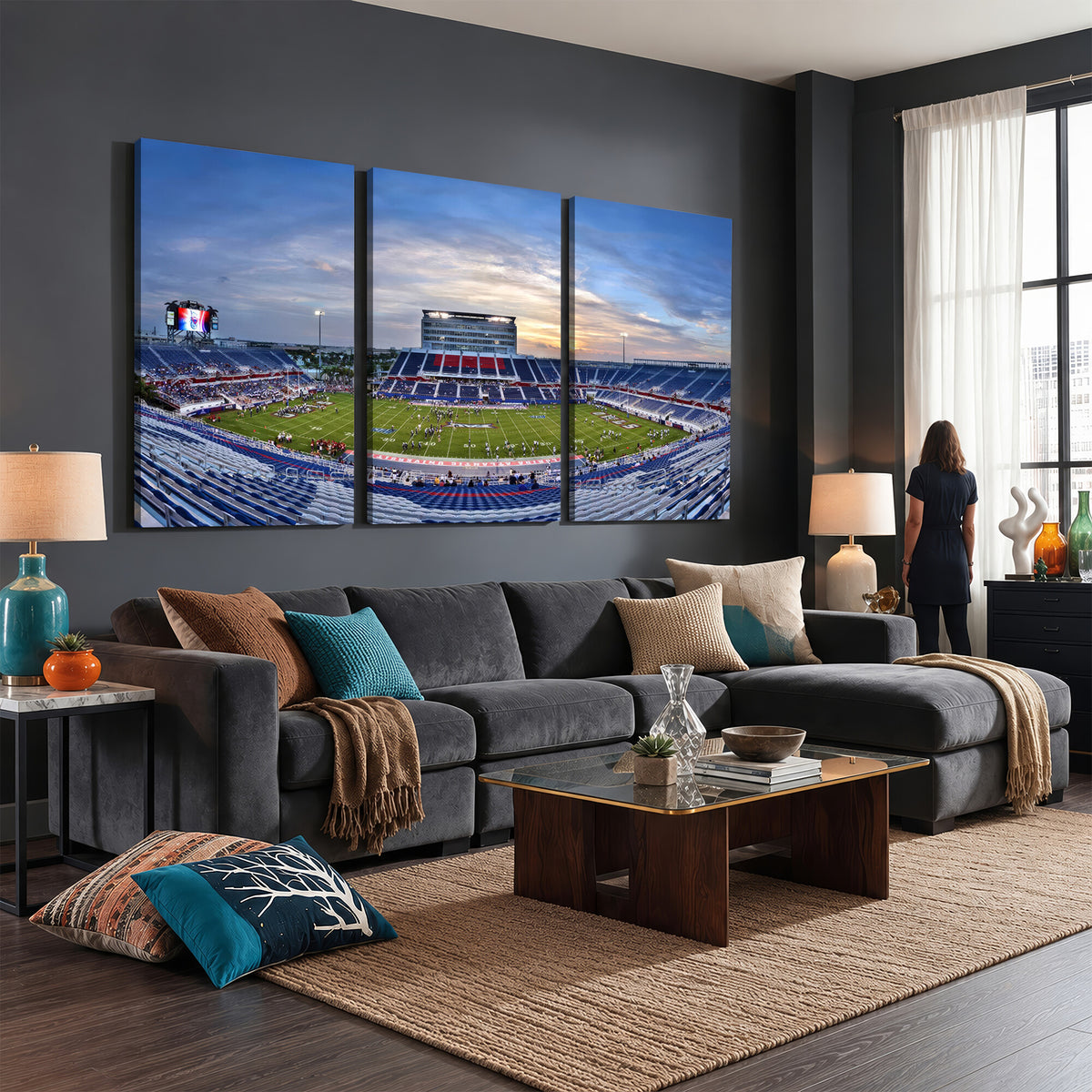 69559-MGV-CV-36X24 - Florida Atlantic University Owls Football Team Print - Boca Raton FAU Stadium Wall Art Canvas Print