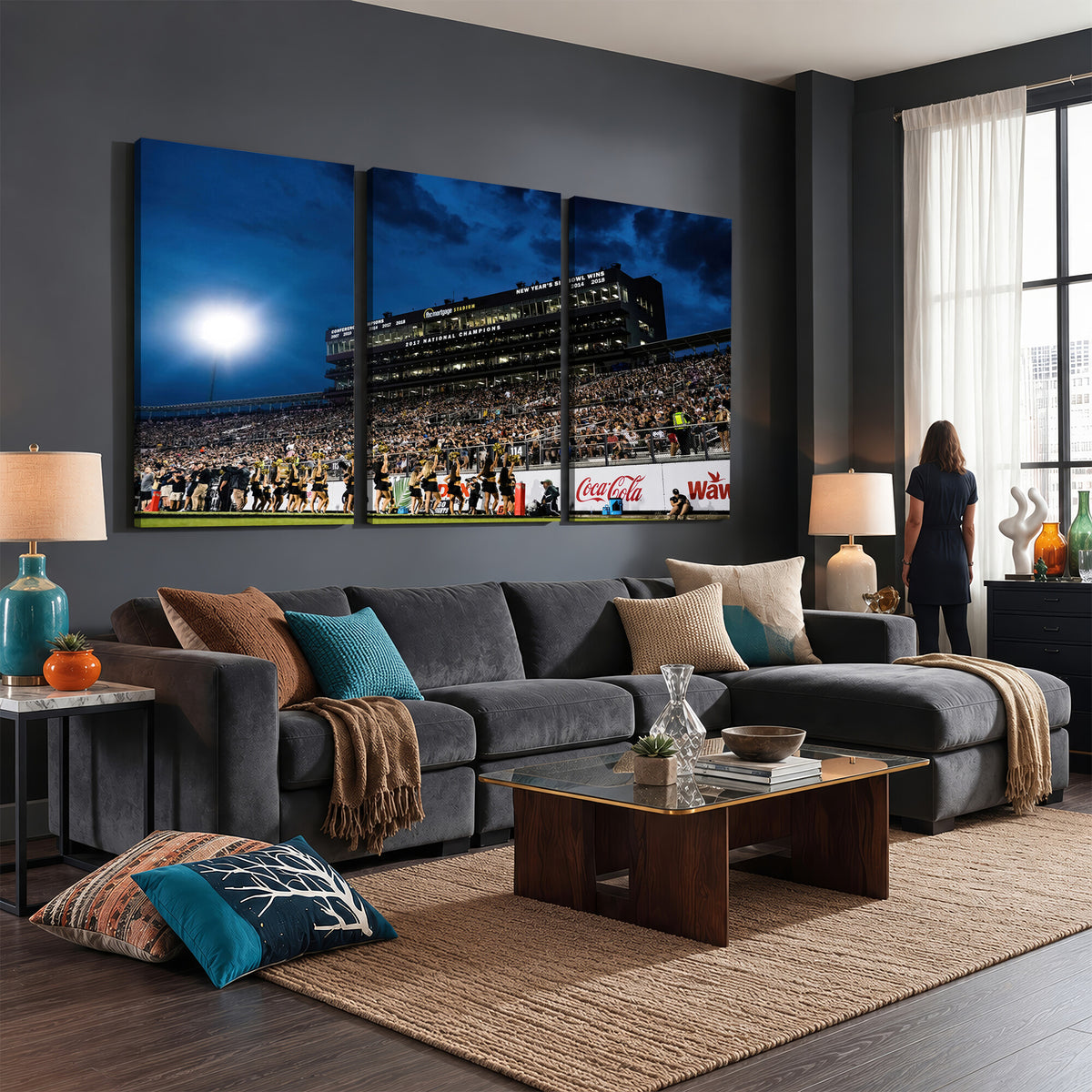 40217-MGV-CV-36X24 - UCF Knights Football Team Print - Orlando FBC Mortgage Stadium Wall Art Canvas Print