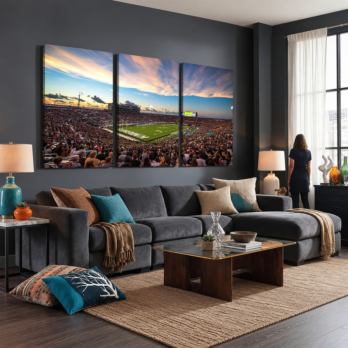 50243-MGV-CV-36X24 - UCF Knights Football Team Print - Orlando FBC Mortgage Stadium Wall Art Canvas Print
