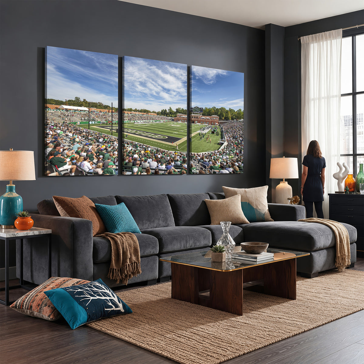 67799-MGV-CV-36X24 - University of Charlotte 49ers Football Team Print - Charlotte Jerry Richardson Stadium Canvas Print