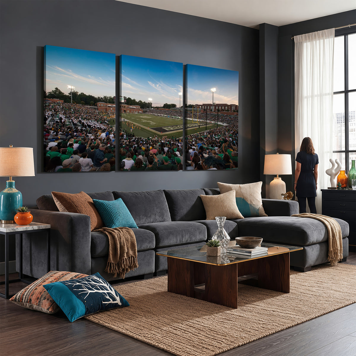 12290-MGV-CV-36X24 - University of Charlotte 49ers Football Team Print - Charlotte Jerry Richardson Stadium Wall Art