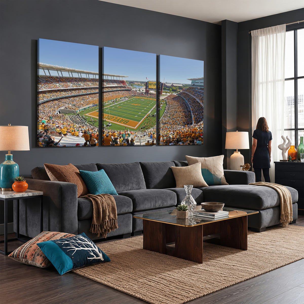 49912-MGV-CV-36X24 - Baylor University Bears Football Team Print - Waco McLane Stadium Wall Art Canvas Print