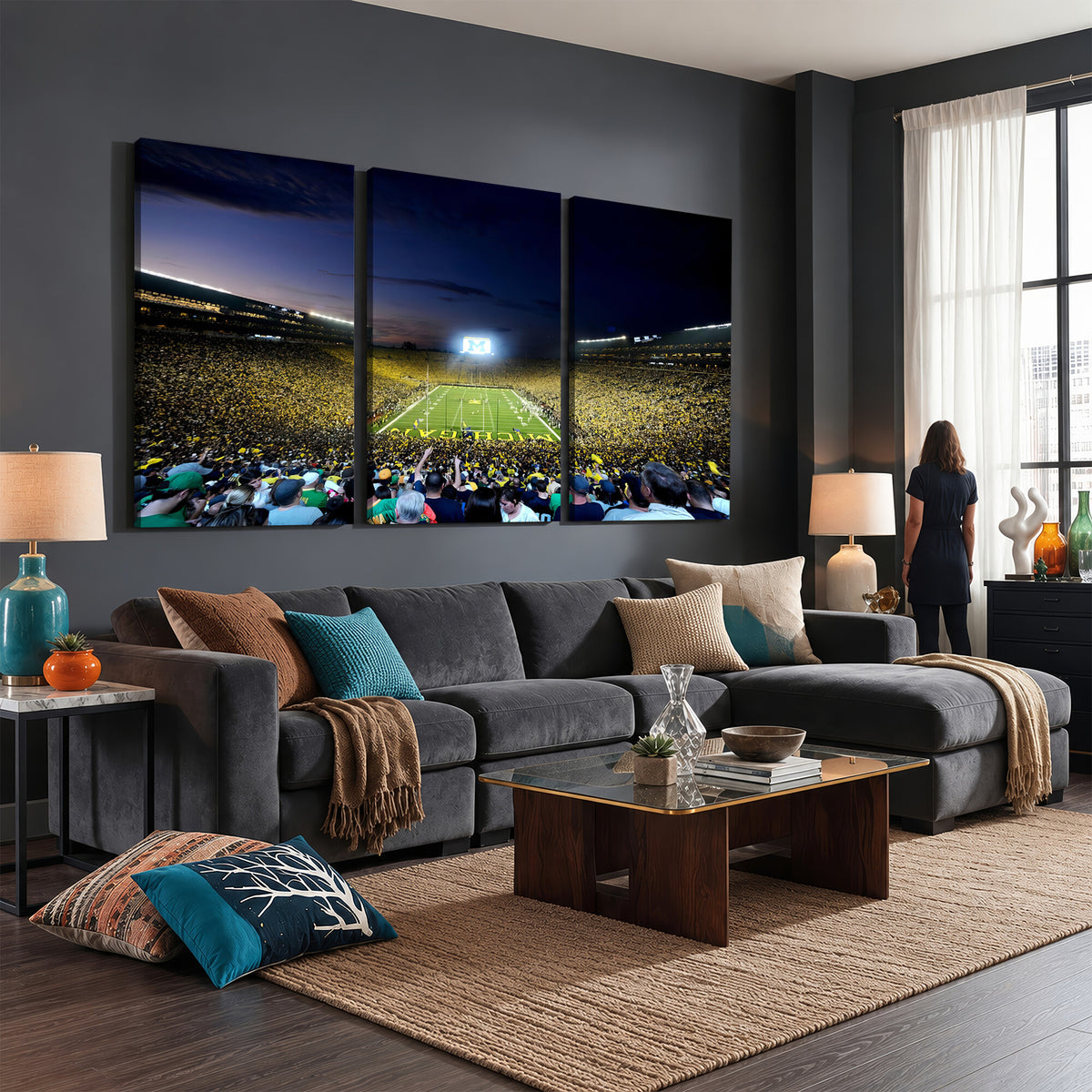 22115-MGV-CV-36X24 - University of Michigan Wolverines Football Team Print - Ann Arbor Michigan Stadium Canvas Print
