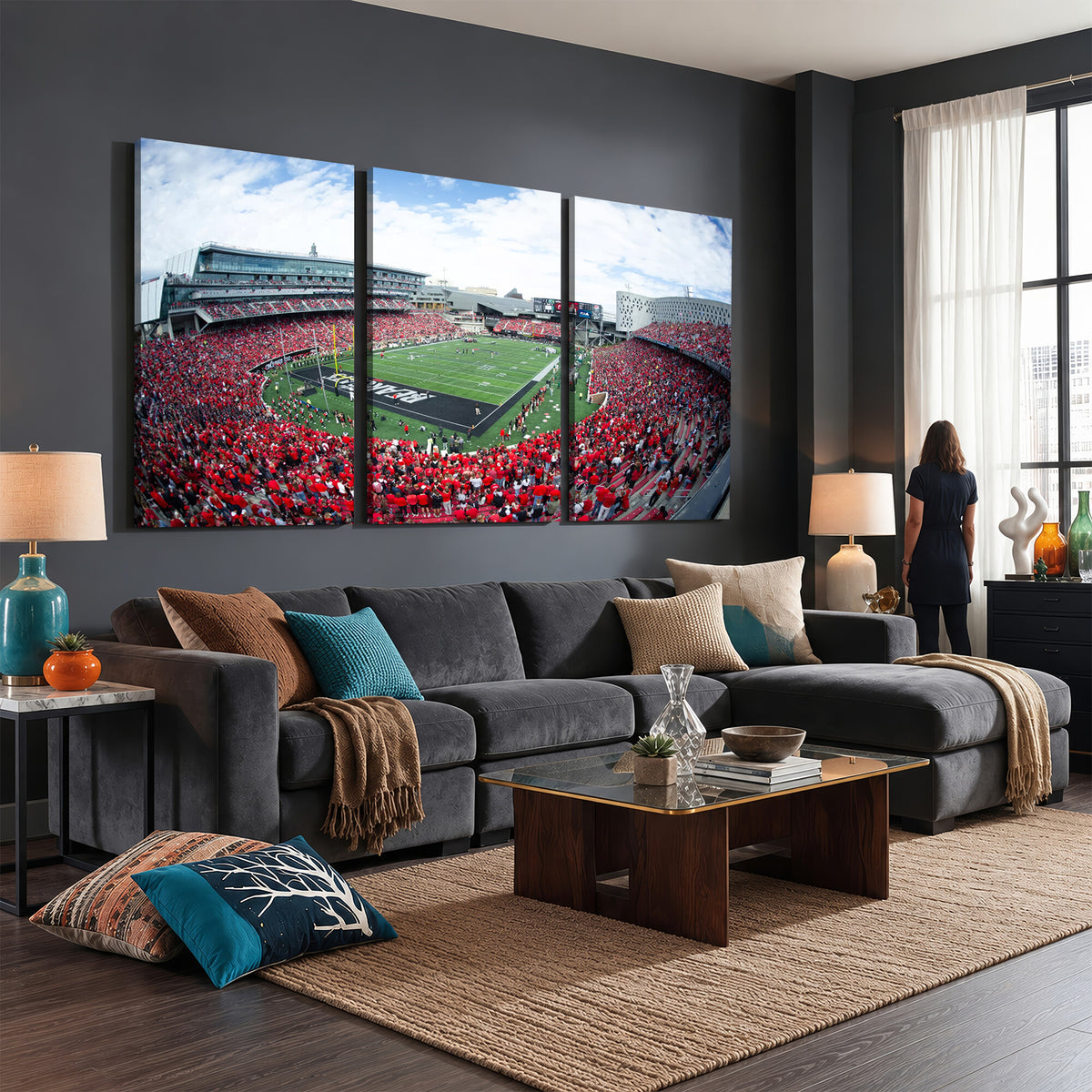 54070-MGV-CV-36X24 - Cincinnati Bearcats Football Team Print - Nippert Stadium Wall Art Canvas Print