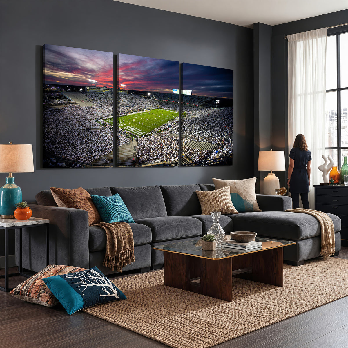 37304-MGV-CV-36X24 - Penn State Nittany Lions Football Team Print - University Park Beaver Stadium Art Canvas Print
