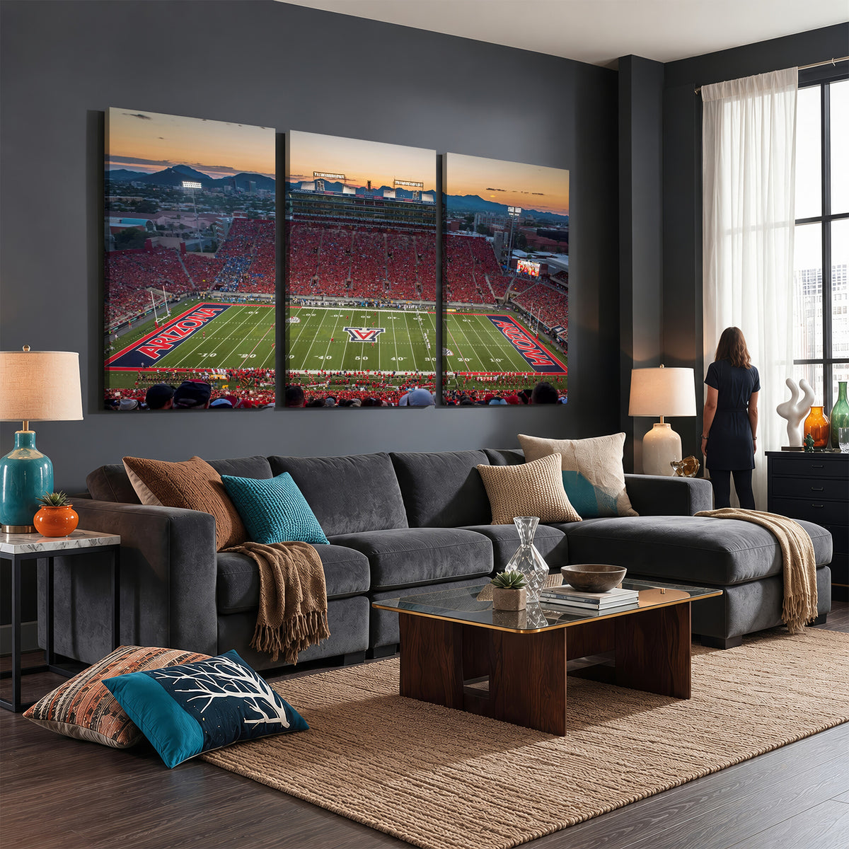 45563-MGV-CV-36X24 - Arizona Wildcats Football Team Print - Tucson Arizona Stadium Wall Art Canvas Print
