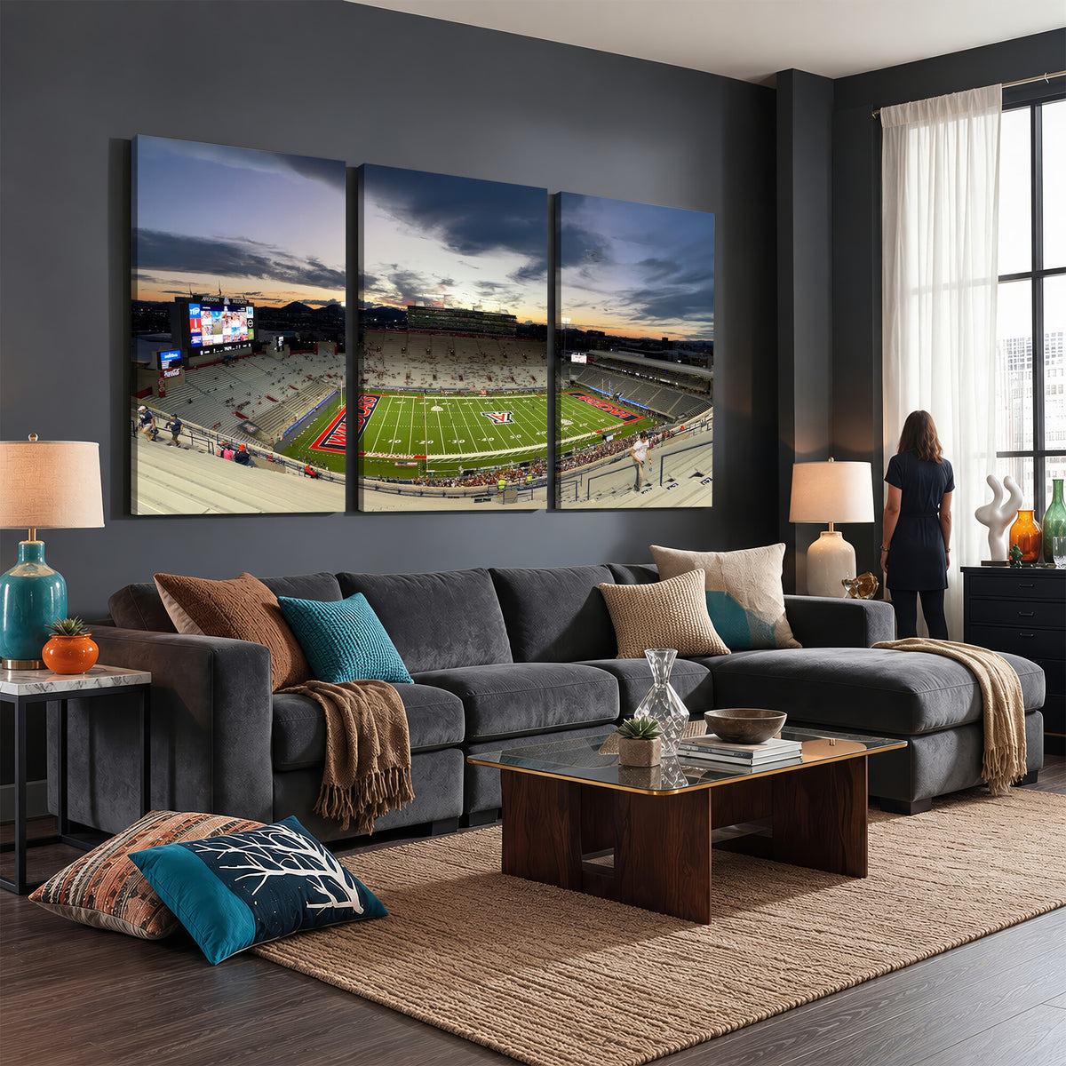 24339-MGV-CV-36X24 - Arizona Wildcats Football Team Print - Tucson Arizona Stadium Wall Art Canvas Print