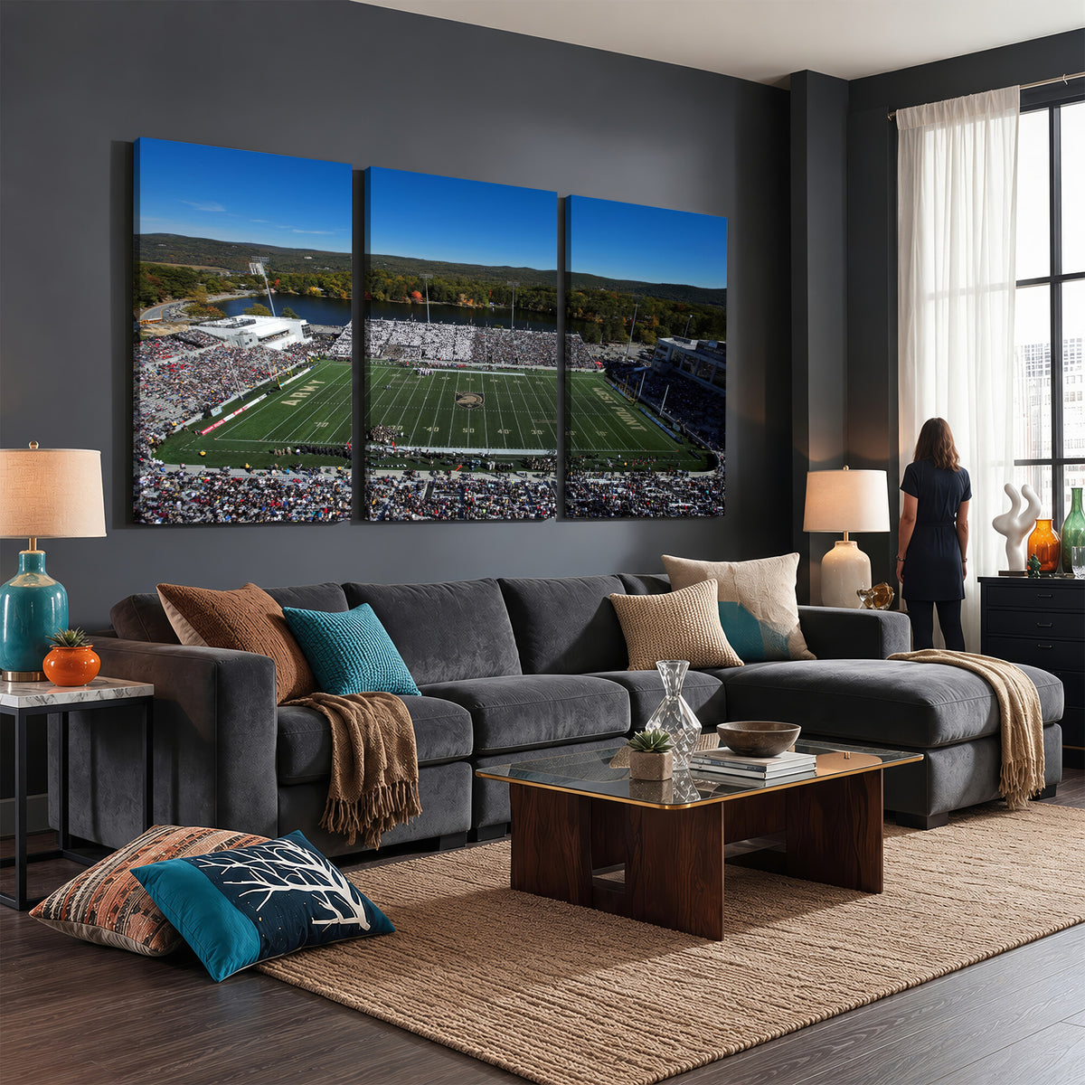 52056-MGV-CV-36X24 - Army Black Knights Football Team Print - West Point Michie Stadium Wall Art Canvas Print