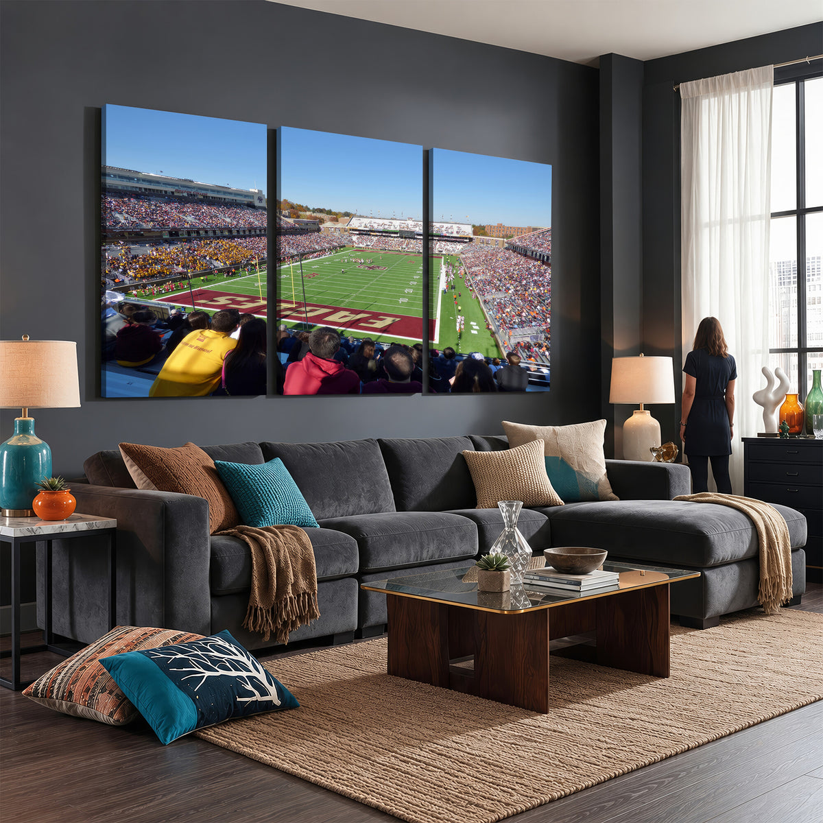78117-MGV-CV-36X24 - Boston College Eagles Football Team Print - Boston Alumni Stadium Wall Art Canvas Print