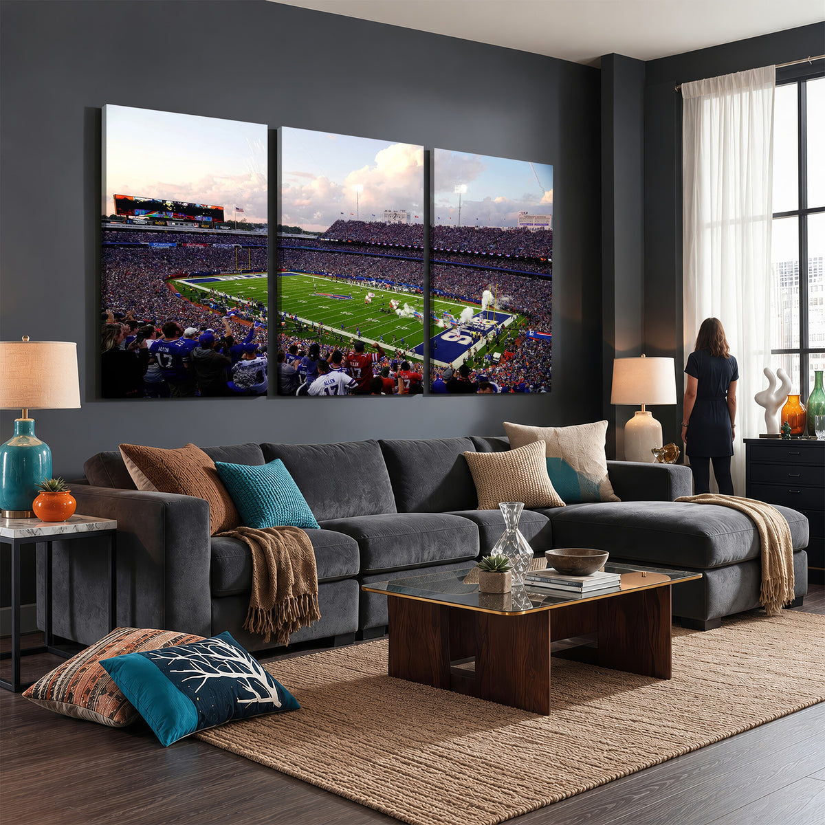 64066-MGV-CV-36X24 - Buffalo Bills Football Team Print - Buffalo Highmark Stadium Wall Art Canvas Print