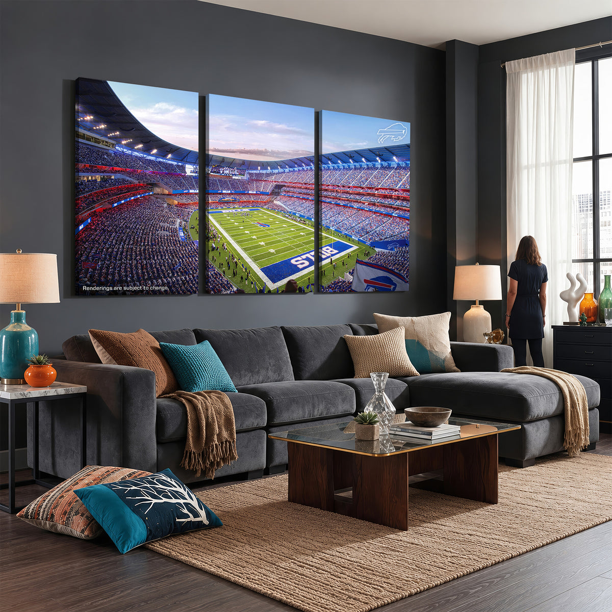 57873-MGV-CV-36X24 - Buffalo Bills Football Team Print Canvas - Buffalo Highmark Stadium Wall Art Canvas Print