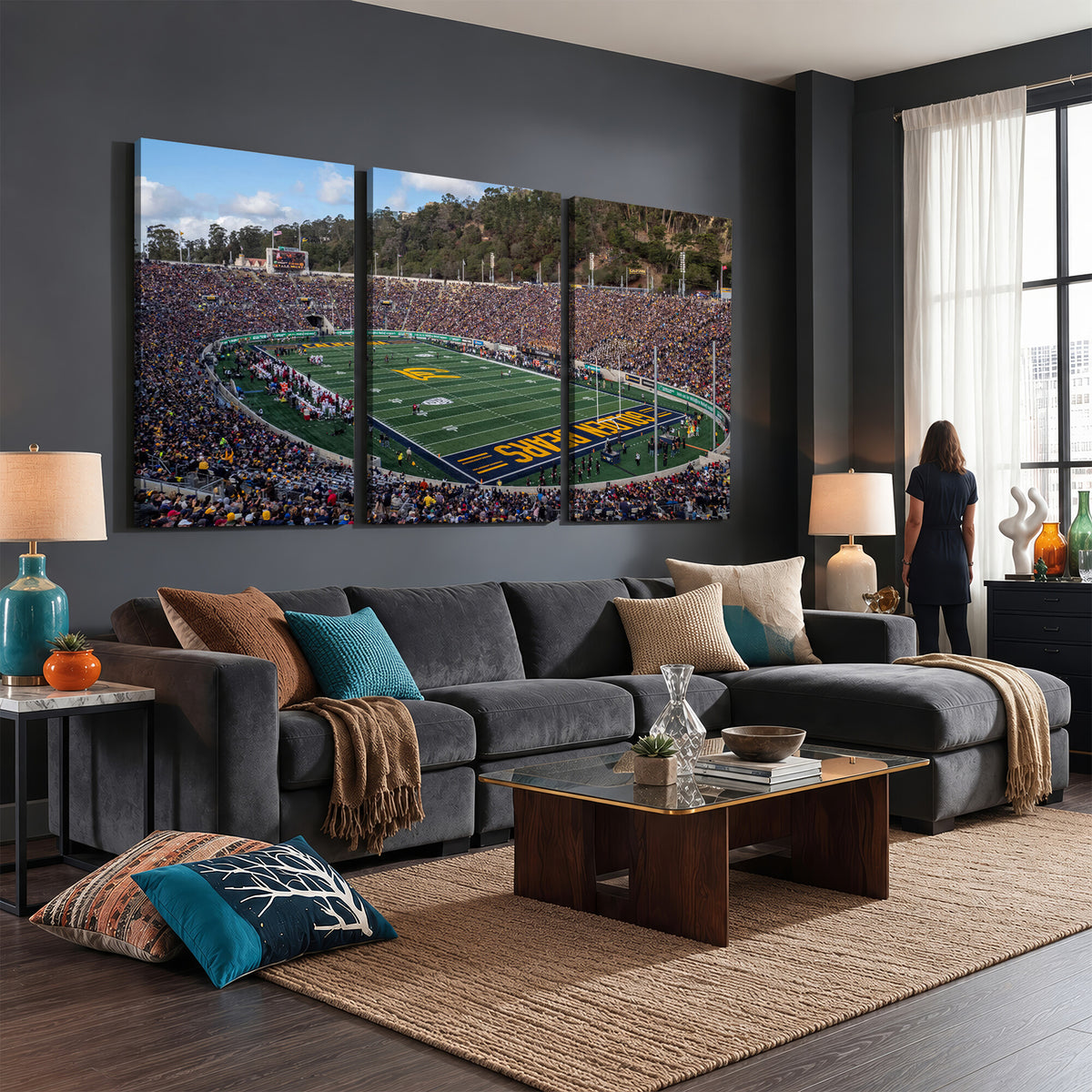 38054-MGV-CV-36X24 - University of California Golden Bears Football Team Print - Berkeley California Memorial Stadium Art