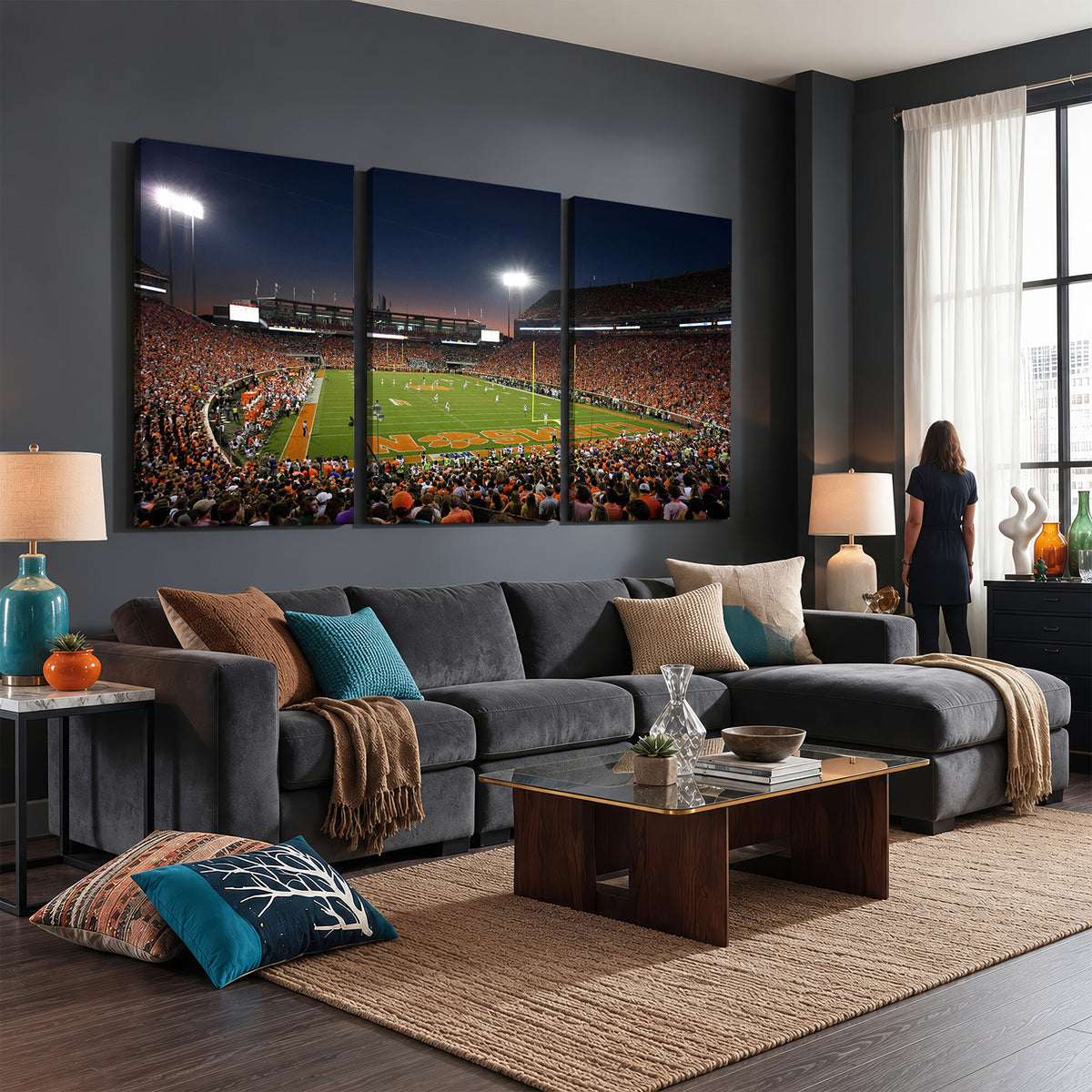 32340-MGV-CV-36X24 - Clemson University Tigers Art Print, Football Team Print