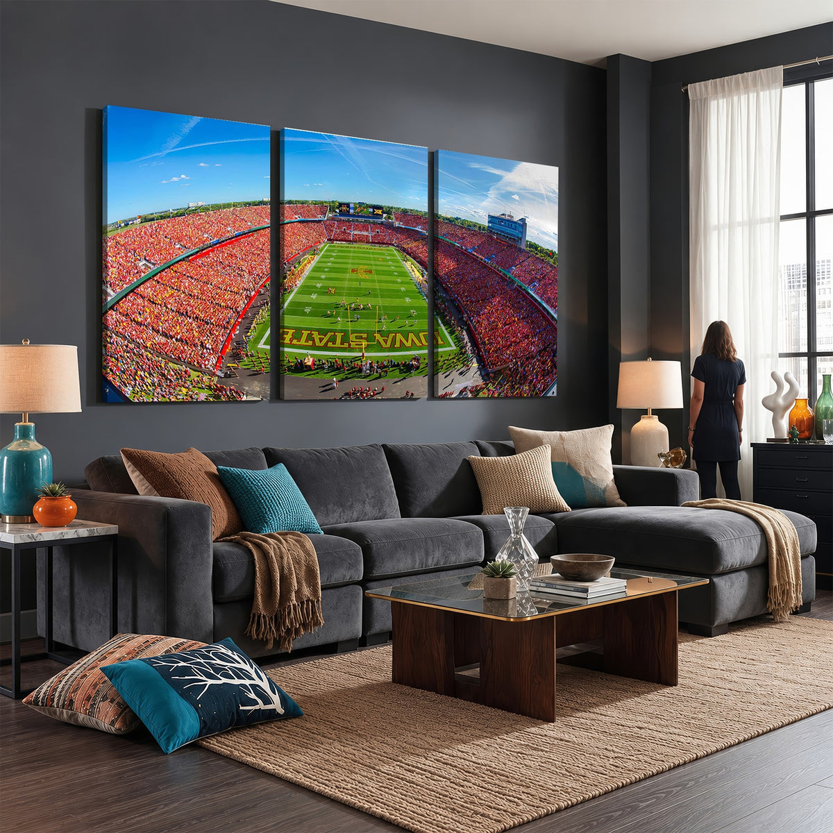 36706-MGV-CV-24X16 - Iowa State University Cyclones Football Team Print, Ames, Framed and Ready to Hang