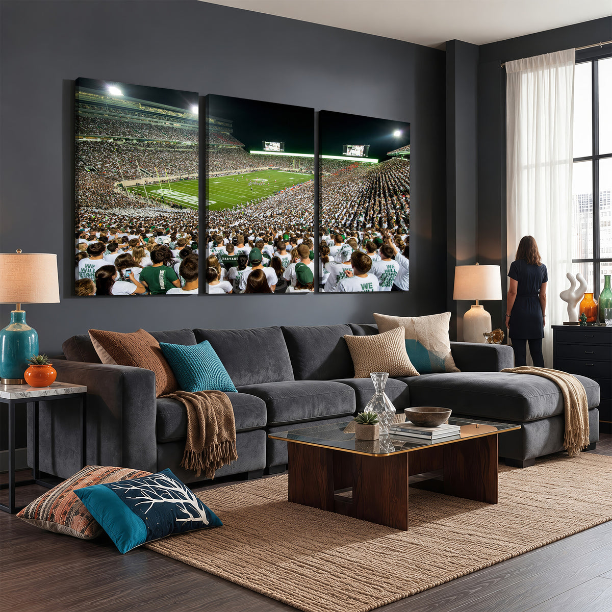 30457-MGV-CV-36X24 - Michigan State Spartans Football Canvas Print, East Lansing