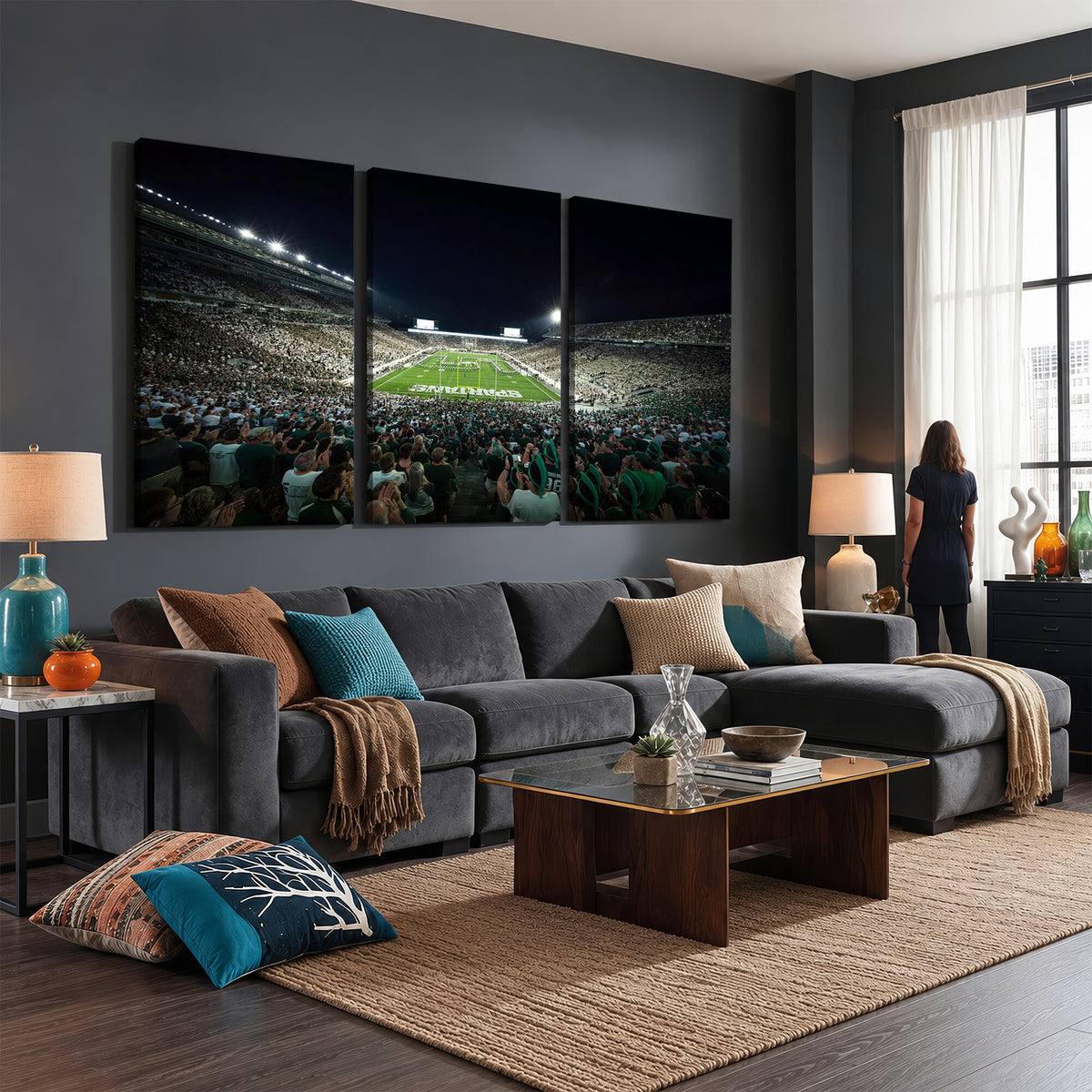 57523-MGV-CV-36X24 - Framed Michigan State Spartans Football Team Print, East Lansing