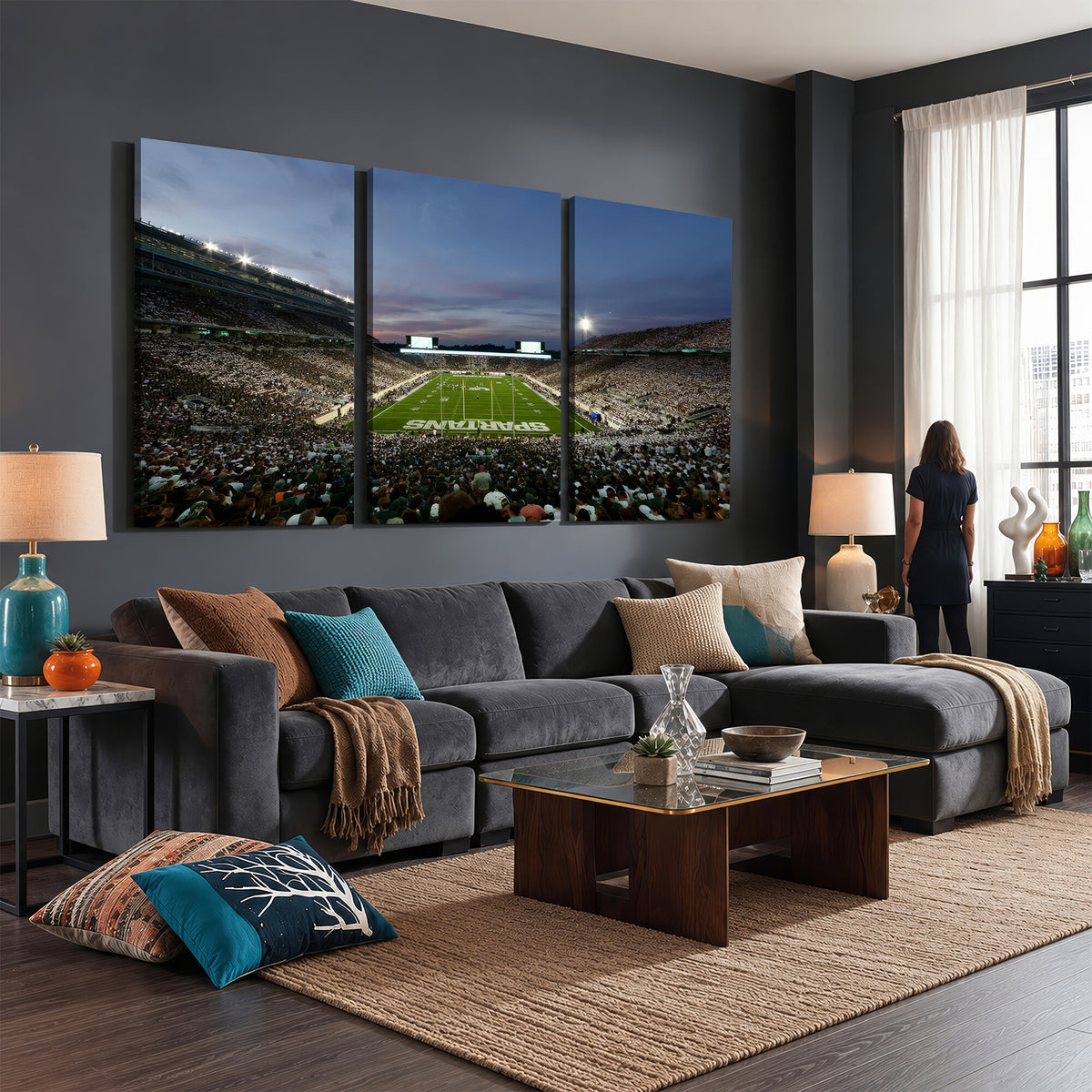 90831-MGV-CV-36X24 - Michigan State Spartans Football Team Print, East Lansing