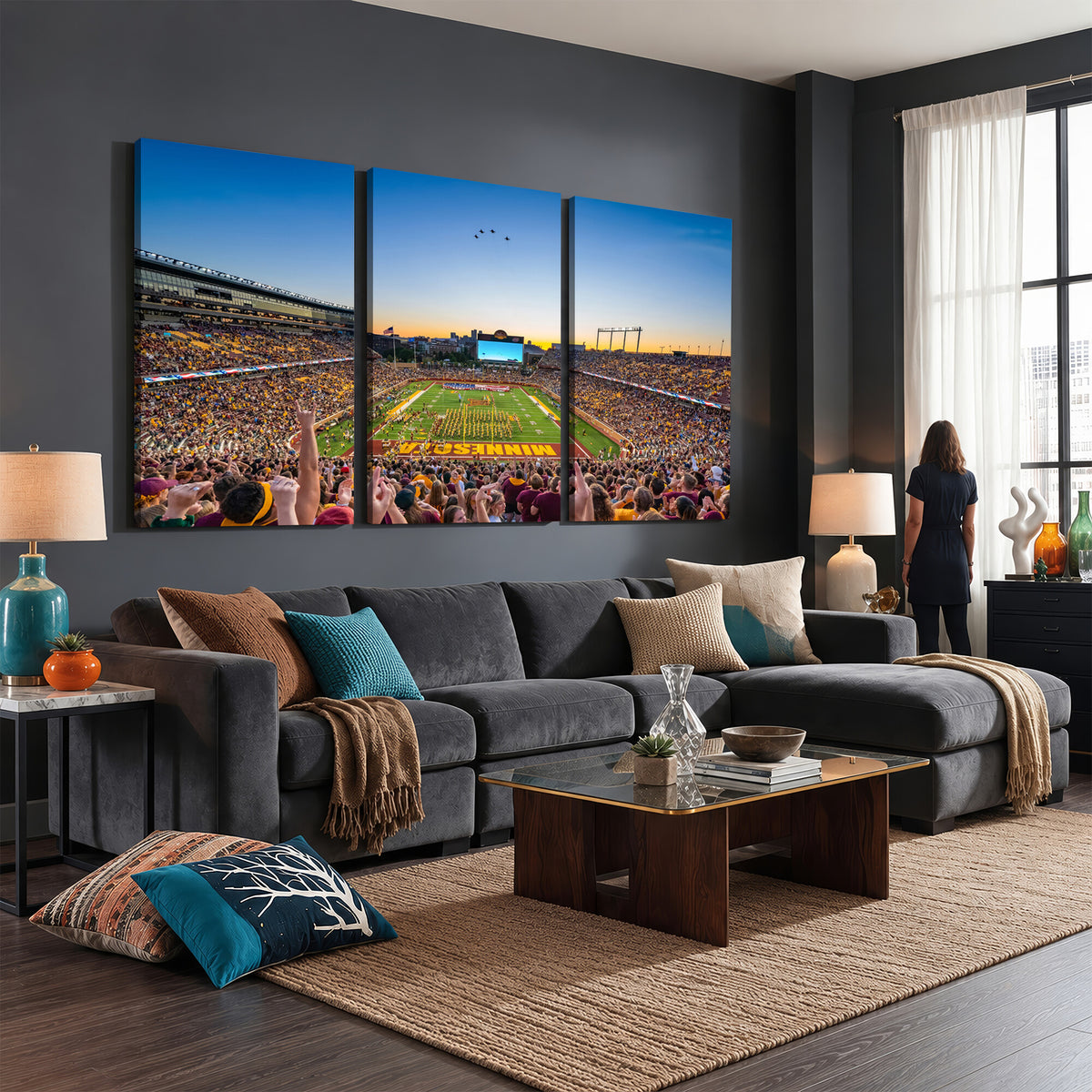 84421-MGV-CV-36X24 - University of Minnesota Golden Gophers Art Print, Football Team Print - Minneapolis Huntington Bank