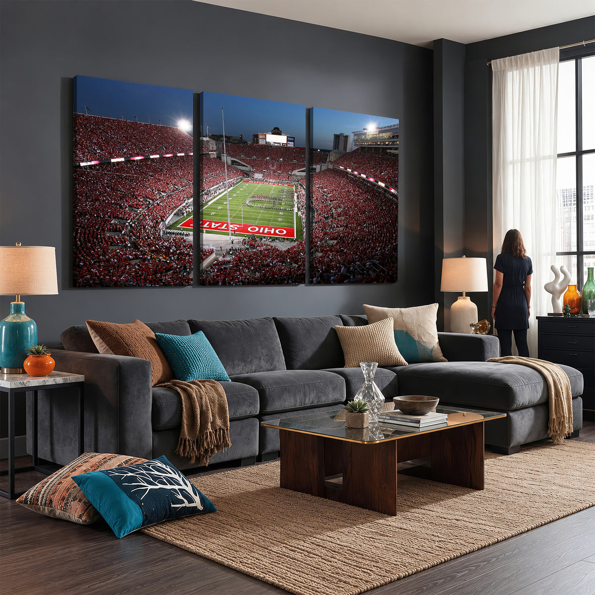 98743-MGV-CV-36X24 - Ohio State University Buckeyes Football Team Print, Home Bar Wall Decor