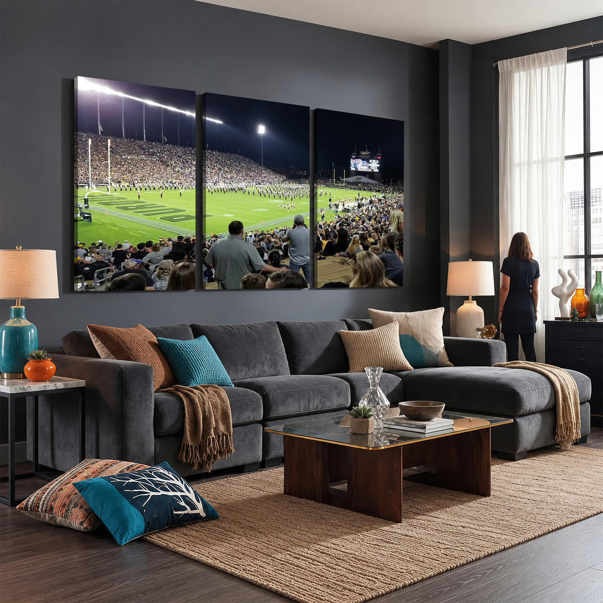 56796-MGV-CV-36X24 - Purdue University Boilermakers Football Team Print, West Lafayette Ross-Ade Stadium