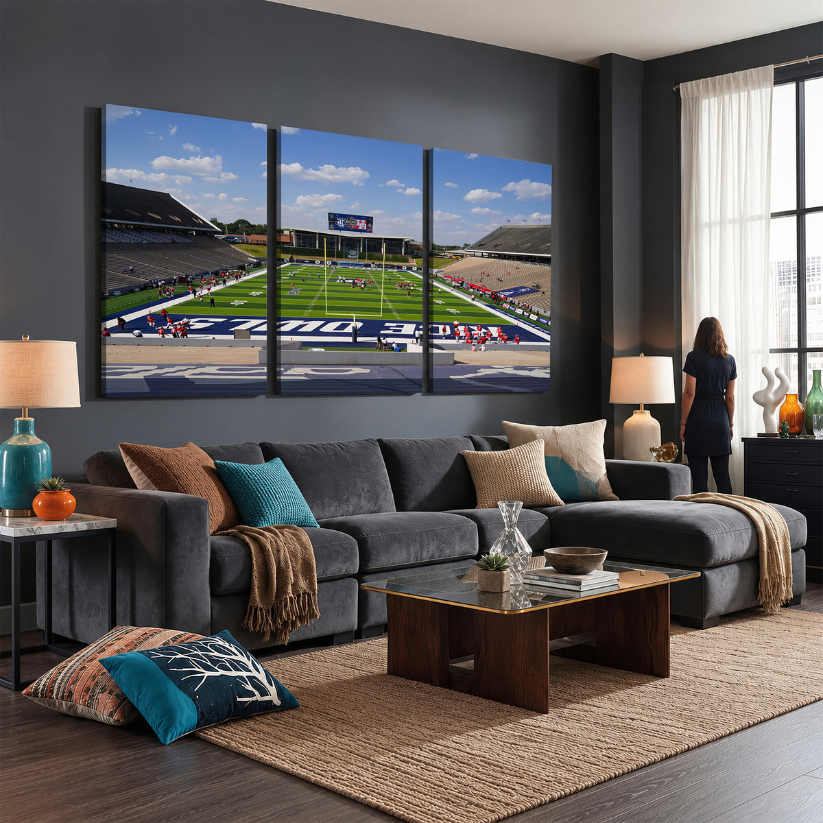 92248-MGV-CV-36X24 - Rice University Owls Football Team Print, Houston Rice Stadium