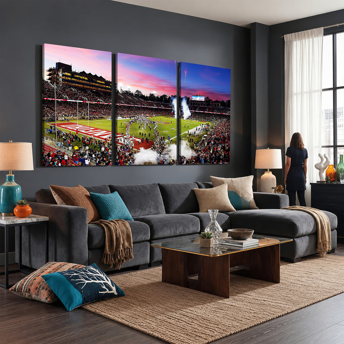 25557-MGV-CV-36X24 - Stanford University Cardinal Football Team Print, Stanford, Framed and Ready to Hang