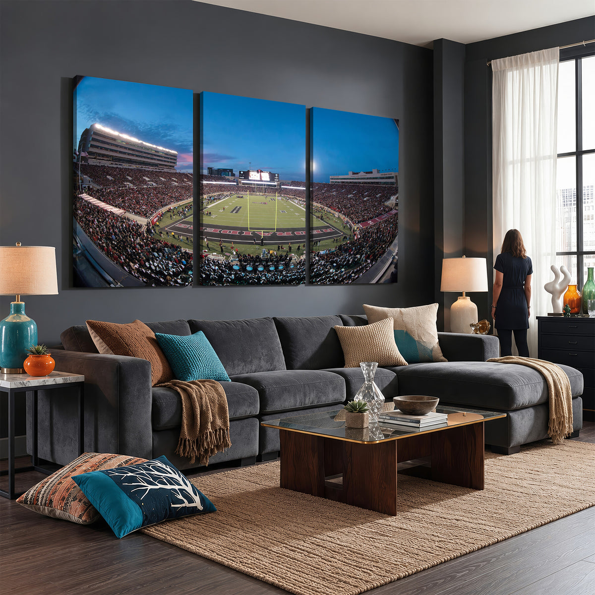 60763-MGV-CV-36X24 - Texas Tech Red Raiders Canvas, Framed Football Team Print