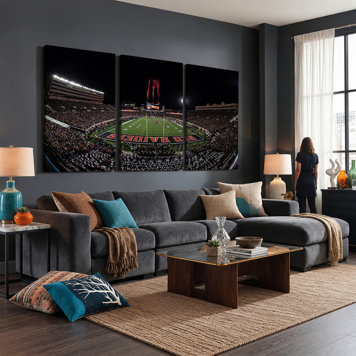 83122-MGV-CV-36X24 - Framed Texas Tech Red Raiders Stadium Canvas, Lubbock Jones AT&T Stadium Wall Art